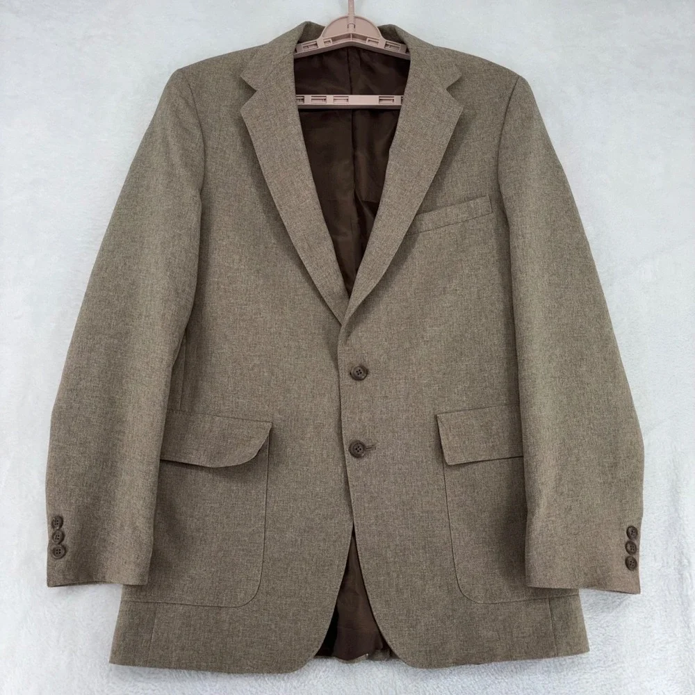 Vintage Levis Action Suit Mens 40L Tan Brown 2 Piece Blazer Trousers 33x32